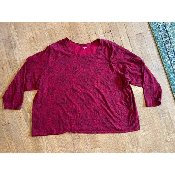 Catherines Cotton Red Long Sleeve Holiday Casual Shirt Womens 4X - Picture 1 of 8
